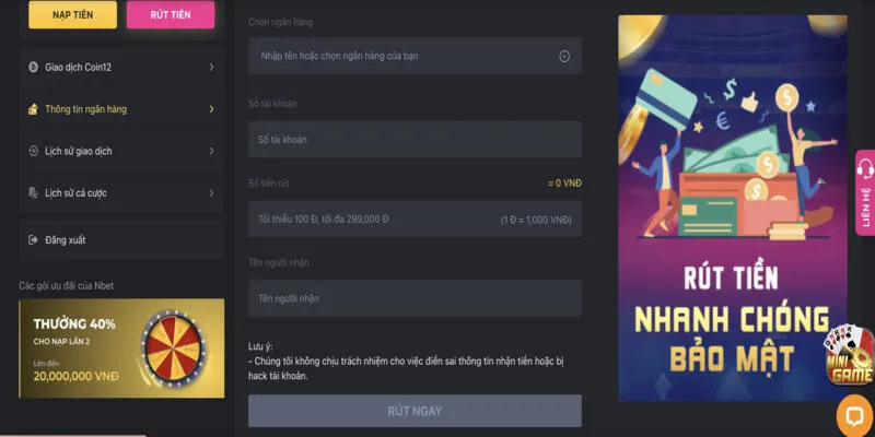 Hướng dẫn chi tiết c&aacute;ch r&uacute;t tiền Nbet an to&agrave;n
